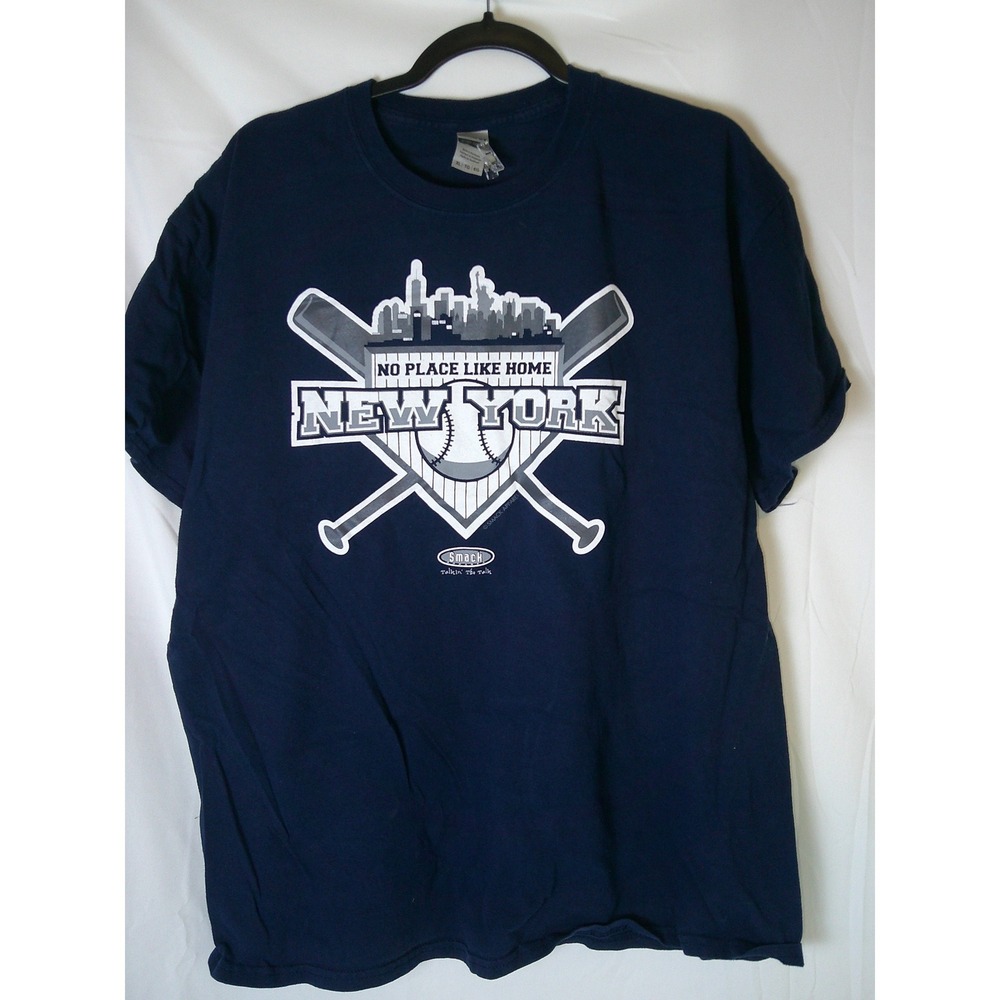 Gildan Ultra Cotton New York Skyline Baseball T Shirt‎ Mens XL Navy Blue